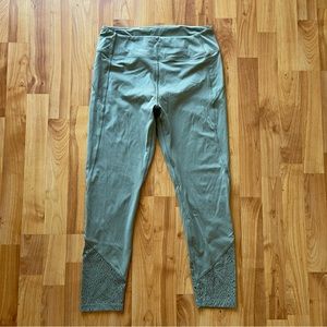 Pink Sport Olive Green Lace Inserts Leggings Size L